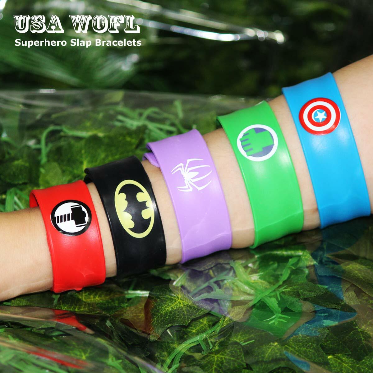 Superhero Slap Bracelet Birthday Party Supplies School Classroom Rewards 24pcs