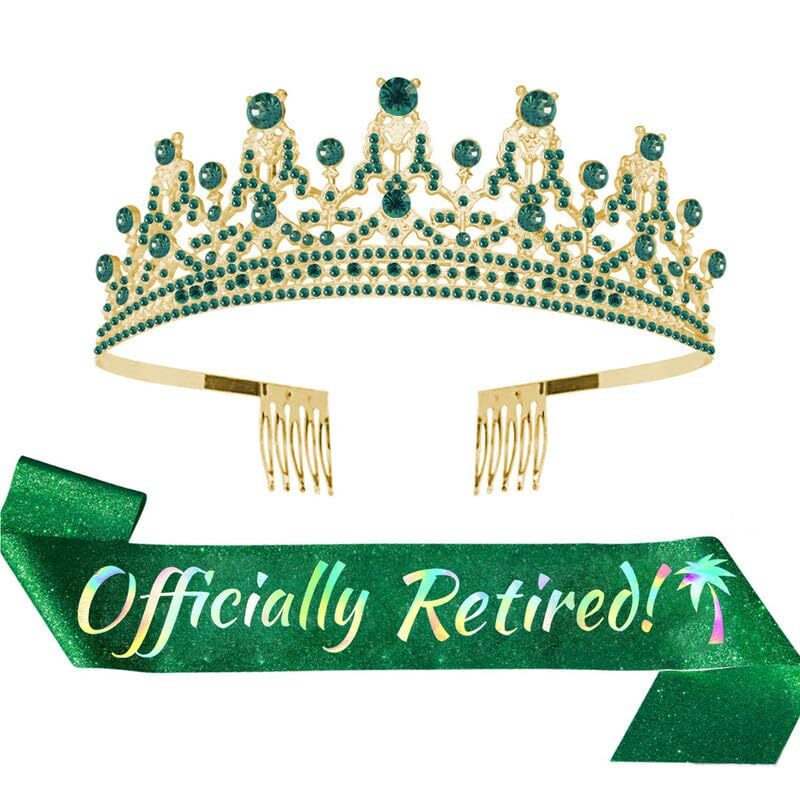 Officially Retired Crown Sash Set Women Retirement Tiara & Sash Set for Retir…