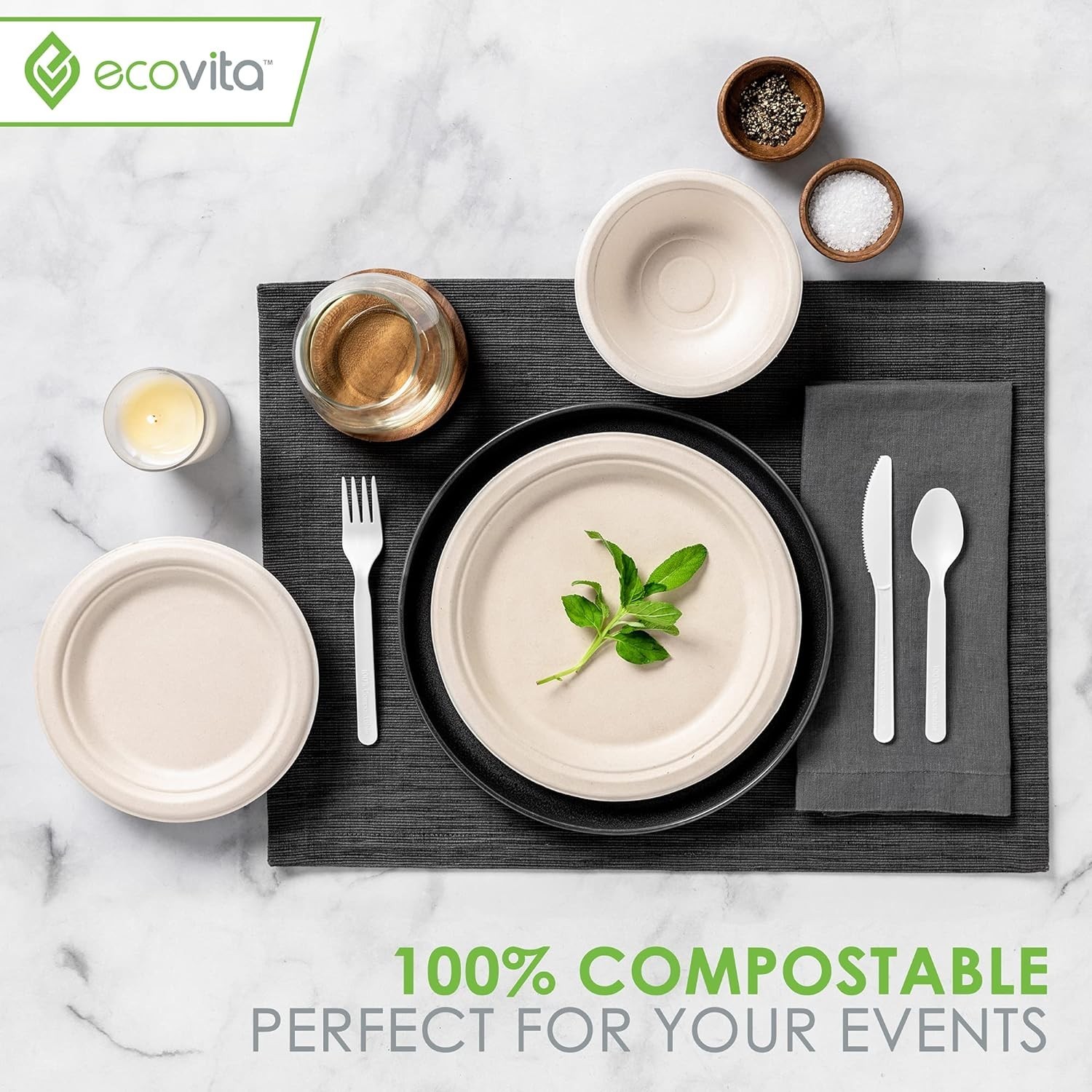 100% Compostable Paper Plates [7 in.] – 150 Disposable Plates Eco Friendly St…