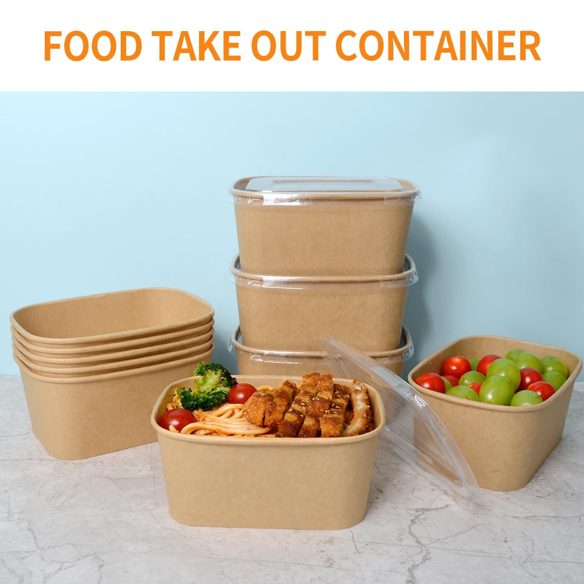 35 oz Paper Food Containers with Lids 50 Pack Meal Prep Containers