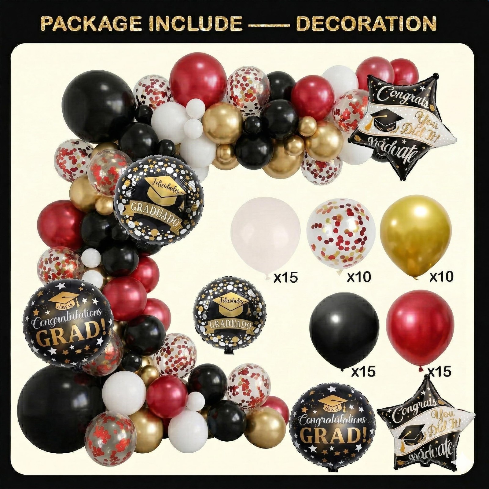 Black and Red Graduation Decorations Class of 2026 – Graduation Balloon Boxes…