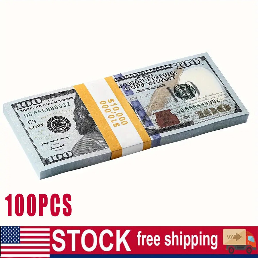 100 PCS Prop Fake Toys Money BANK GAMES CASH PAPER 100 DOLLAR BILLS $ US