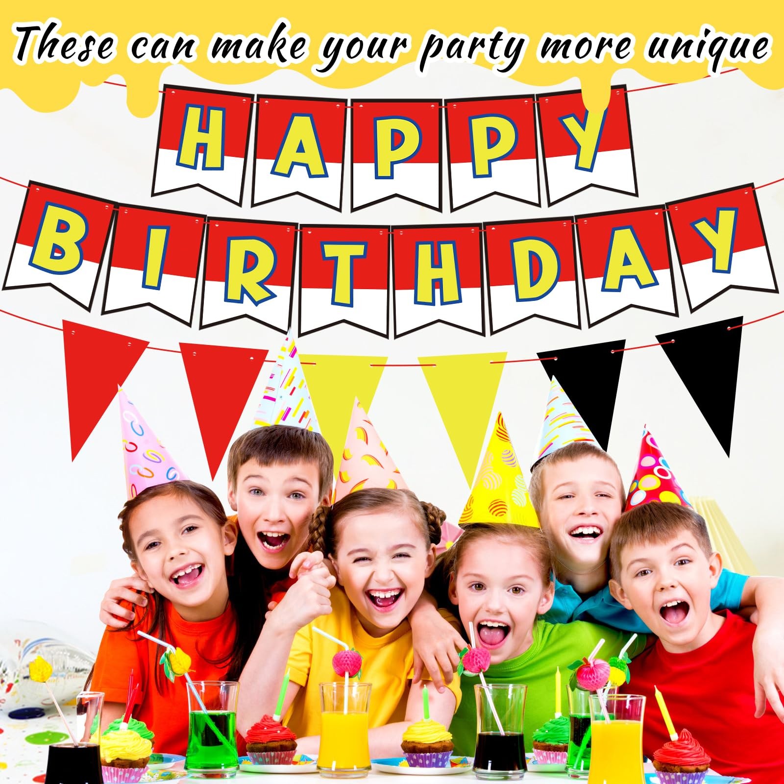 Red White Yellow Happy Birthday Decorations Cute Interesting Small,