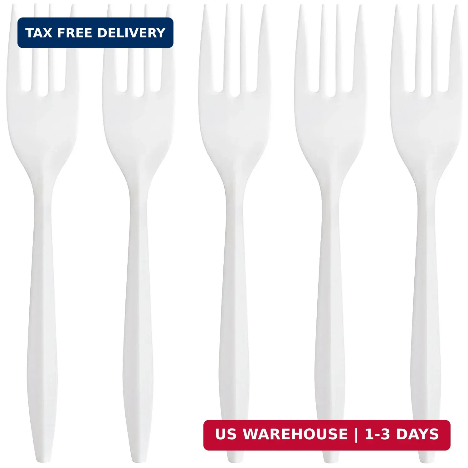 Blue Sky Premium White Plastic Forks Disposable, (100 Ct) Heavy Duty Forks Plast