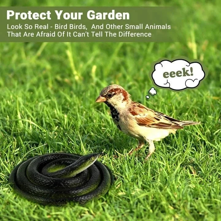 Realistic Rubber Snake, 2Pack Fake Snake Rubber Snakes Keep Birds Away