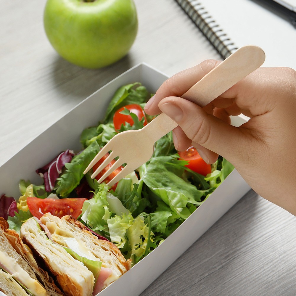 100 Pack Wooden Disposable Forks Biodegradable Wood Cutlery For Parties Catering