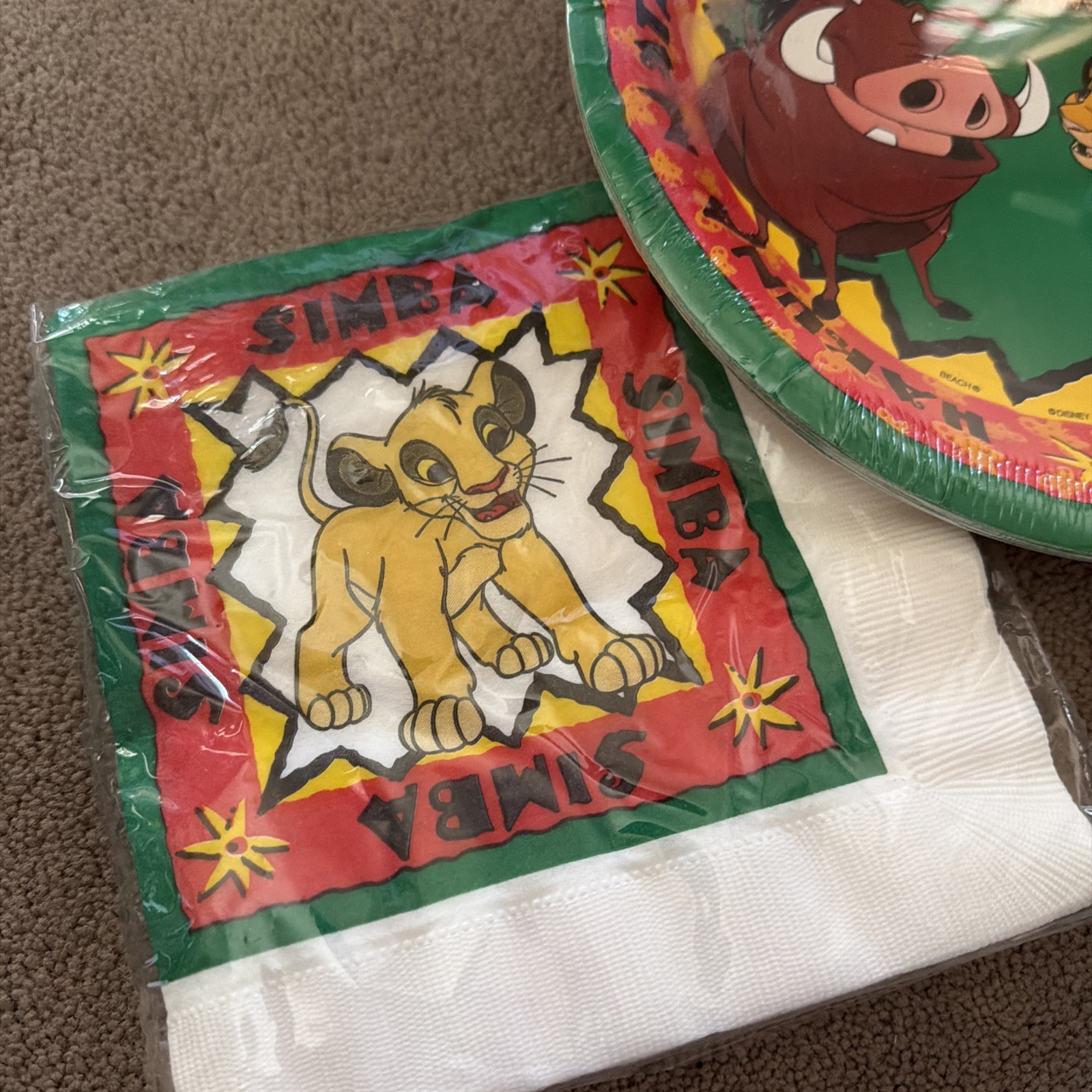 Vtg. Disney Lion King party plates napkins Flatware Sippy Cup Straw New In Pkg.