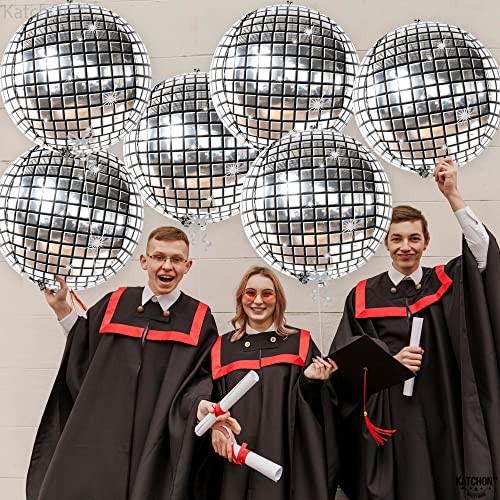 , Big Silver Ball Balloons – 22 Inch, Pack of 6 | Party Decorations, 4D Disco