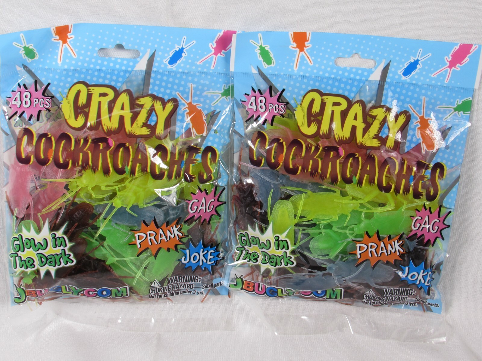 96 GLOW IN THE DARK Prank Cockroaches Realistic Plastic Fake Bugs Gag Toy Joke