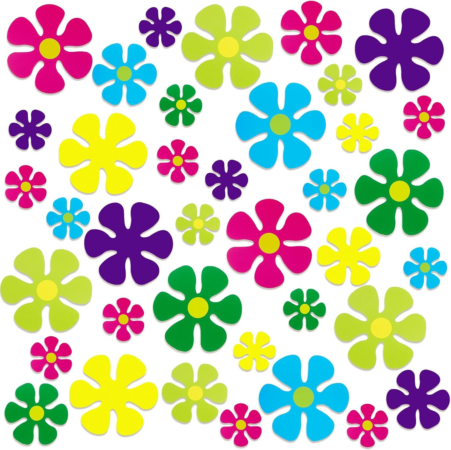 60 Pieces Retro Flower Shaped Cutouts 60S 70S 80S Mini Retro Car Flower Cutouts