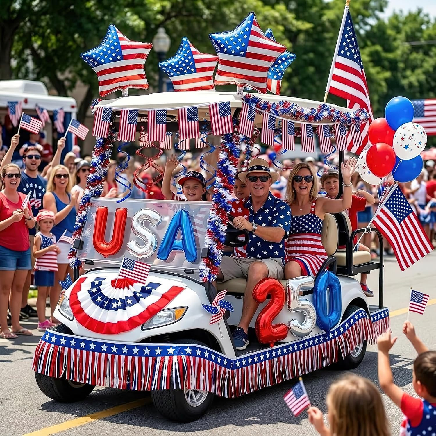 4Th of July Golf Cart Decoration Kit, Fourth of July Golf Cart Parade Float Deco