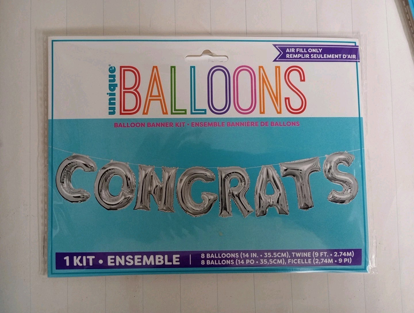 Silver CONGRATS Letter Balloons Banner Kit -Birthday Party Graduation Decor BB13