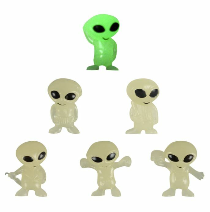 100 MINI GLOW ALIENS FIGURES CARNIVAL BIRTHDAY PARTY BAGS VENDING CAKE TOPPERS