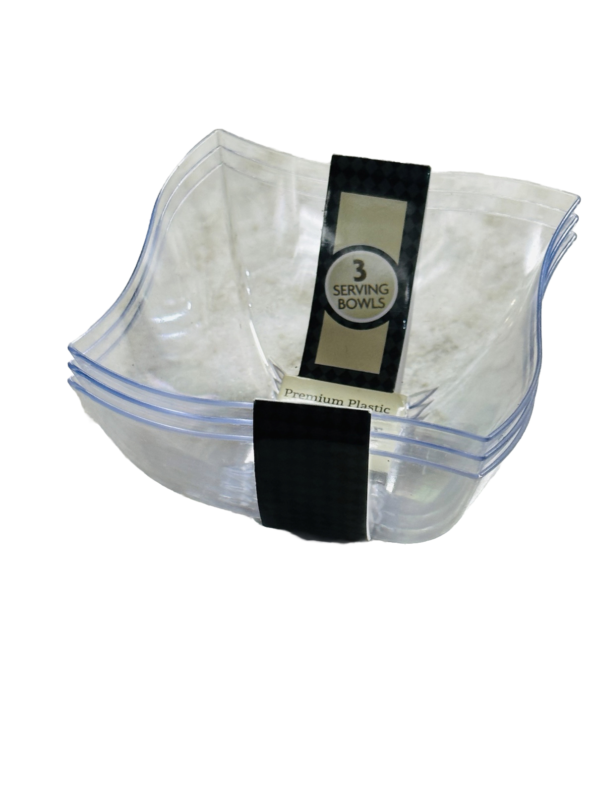 Premium Plastic 8 Oz 3 Apptizer Bowls- Contemporary Style-Extra Heavyweight