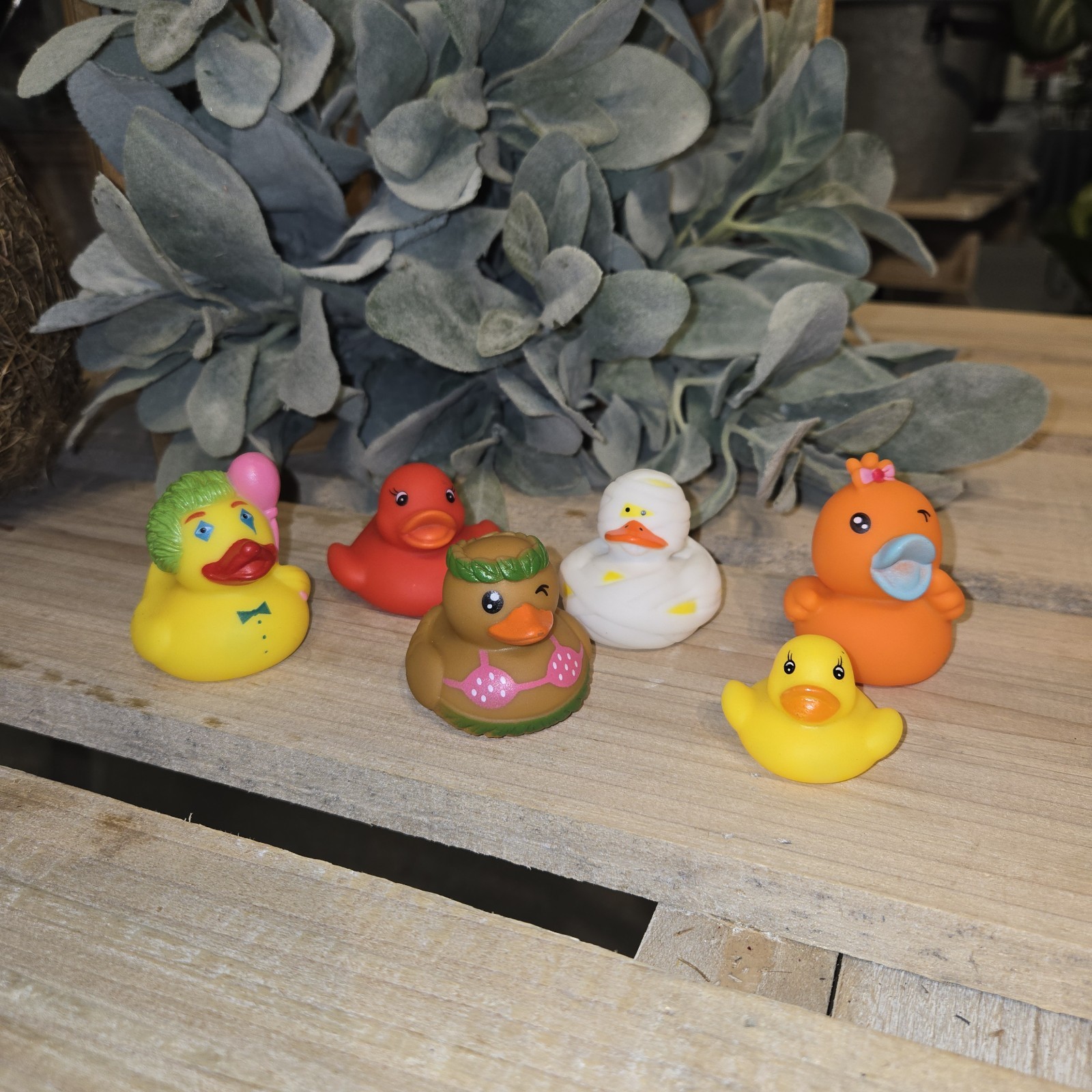 Rubber Duckies Lot Of 6 Jeep Play Cruise Hawaiian, Clown, Mummy, Red, Orange