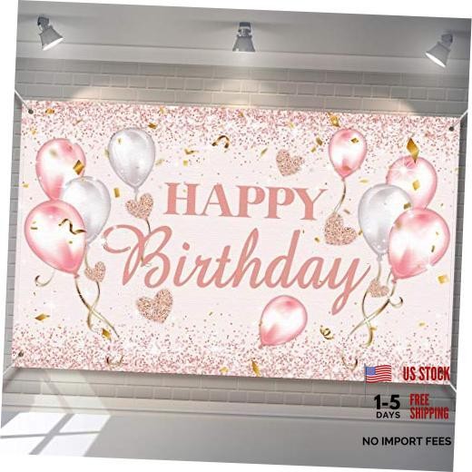 Pink and Rose Gold Happy Birthday Party Decorations Supplies Birthday Party