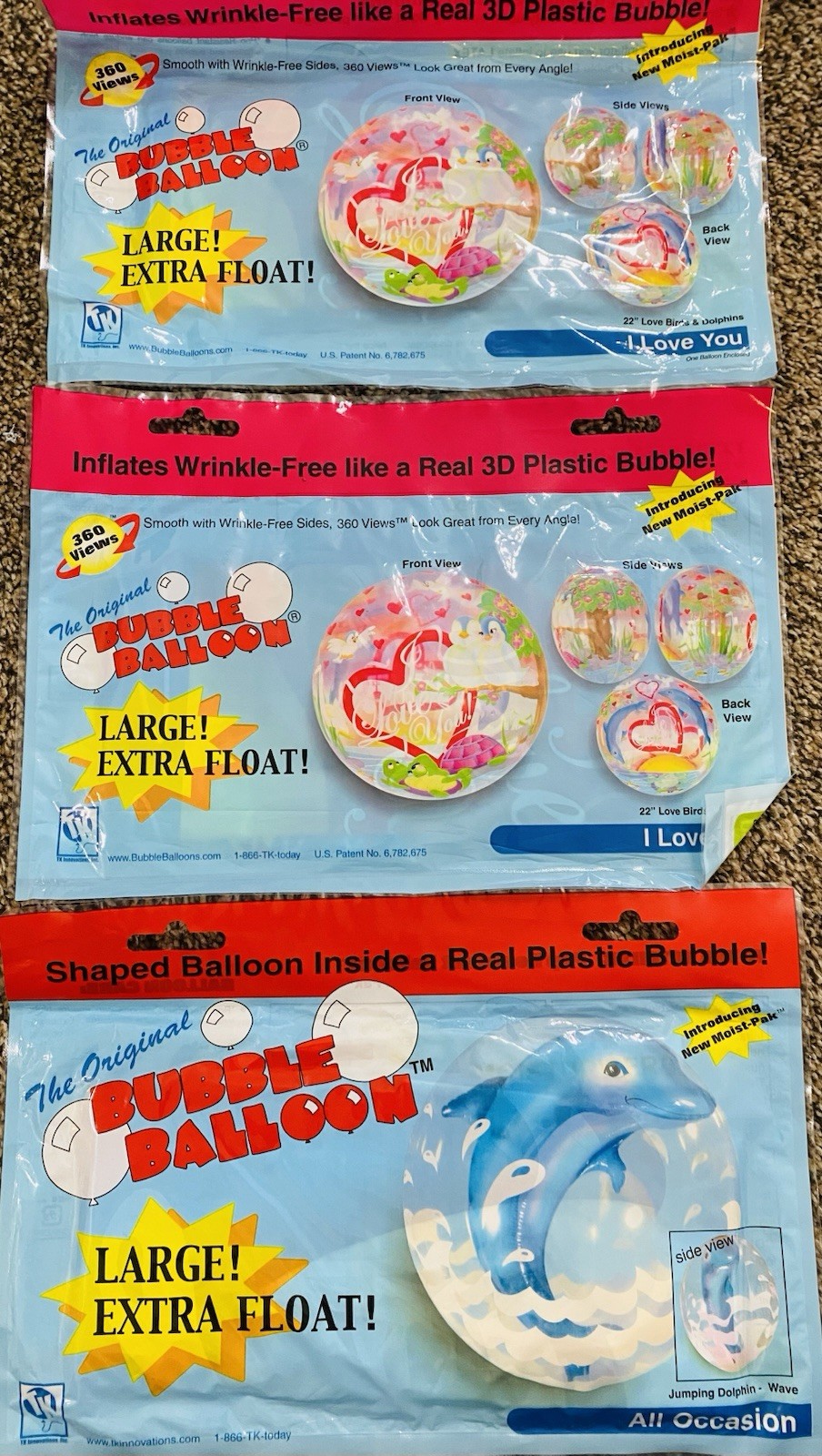 NIP TK Bubble Balloon Lot of 3 I Love You & All Occasion 3D
