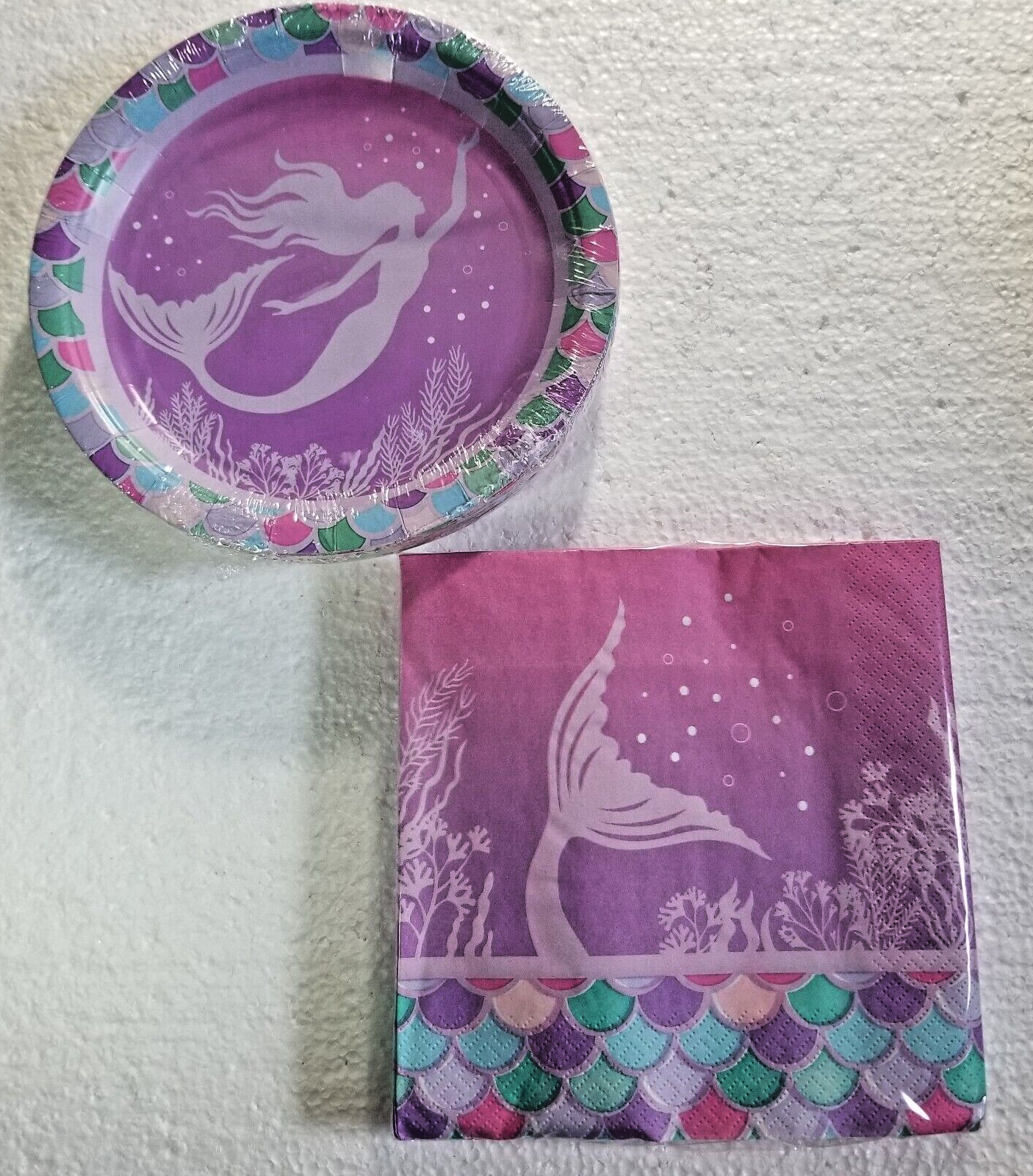 Pink Mermaid Plates & Napkin Mermaids Any Occasion Party Set