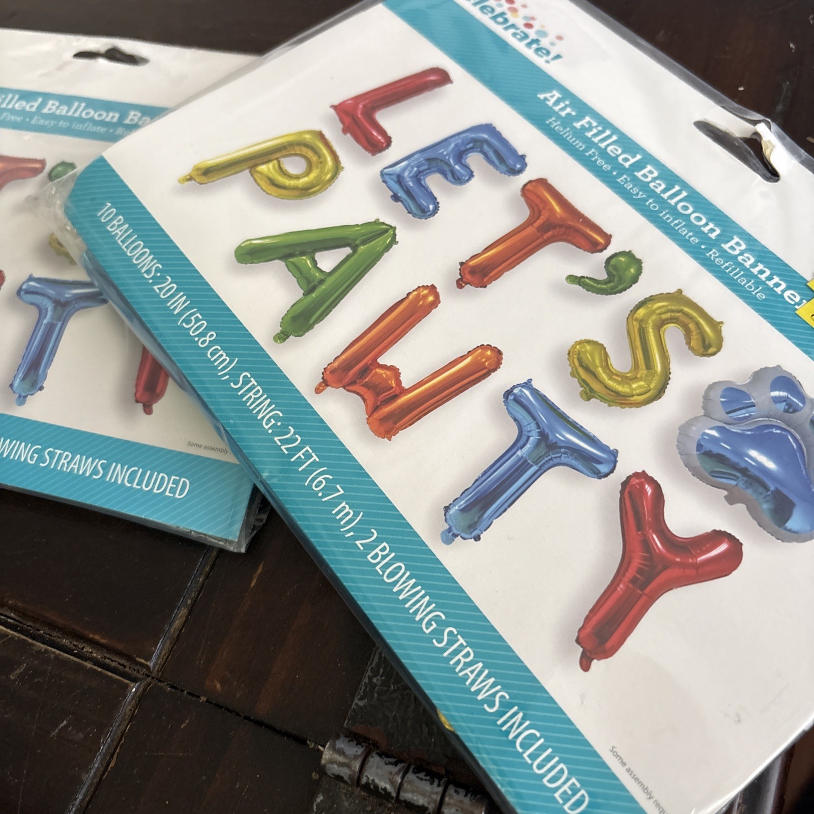 Way to Celebrate Party “LET’S PAWTY” 10 Balloons Banner Multi Colors 20 IN