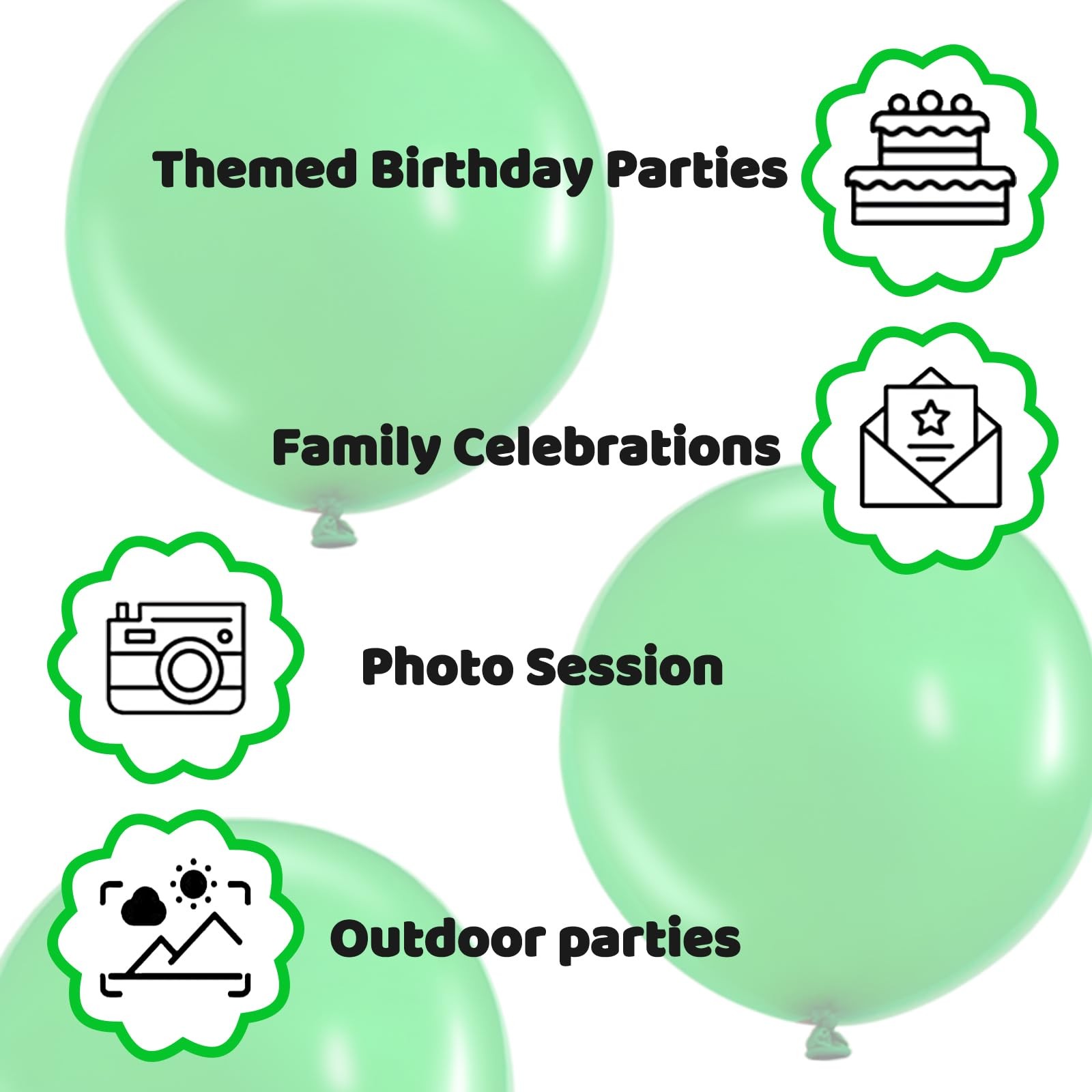 Giant Green Balloons 36 Inch Large Latex 9 Pcs Jumbo Balloons Bulk Party