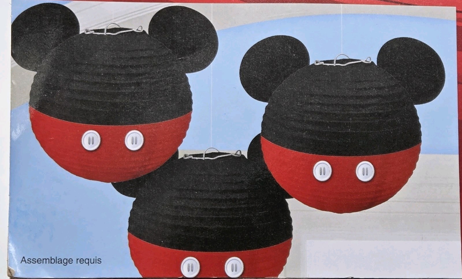 Disney Junior Jr. Mickey Mouse Birthday Party Paper Lanterns Set of 3 Boys Girls