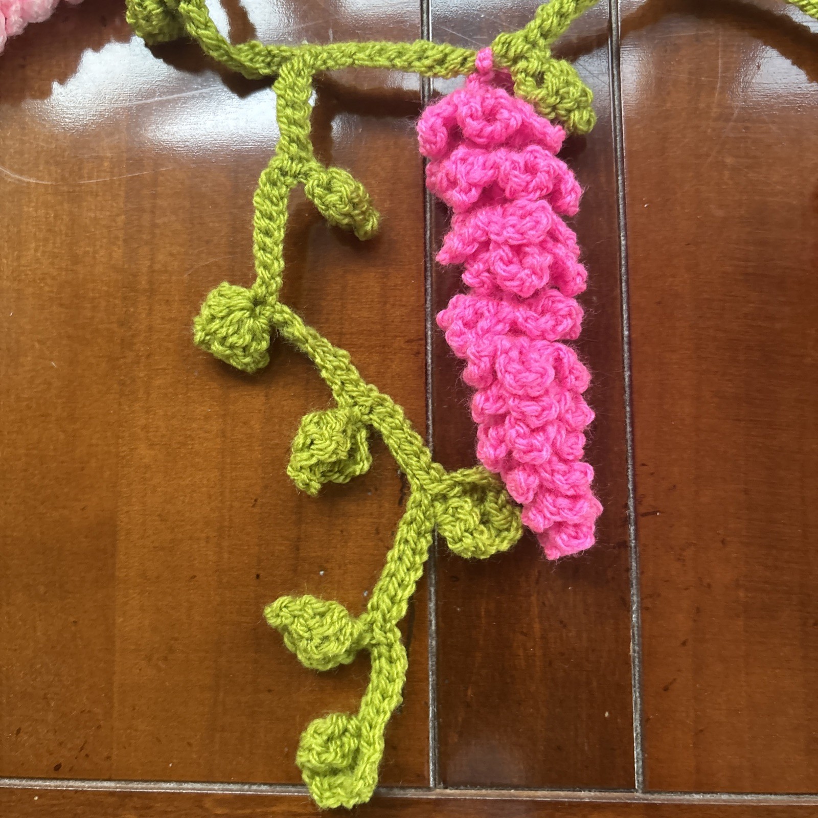 Crocheted Wisteria Flower Bunting Garland Summer Party Decoration Wedding Pinks