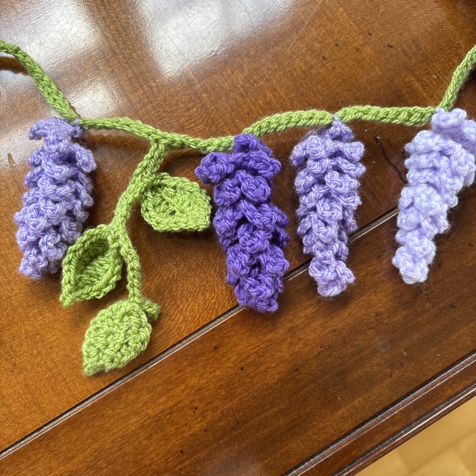 Crocheted Wisteria Flower Bunting Garland Summer PartyDecoration Wedding Purple