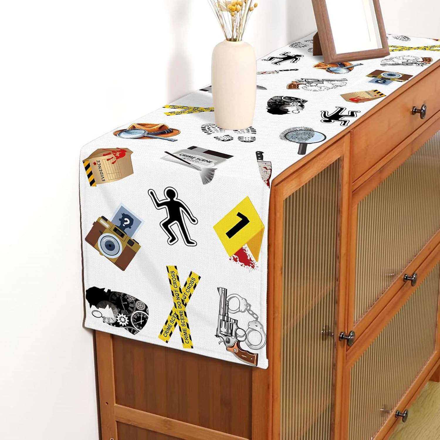 Detective Party Table Runner Spy Murder Mystery Theme Birthday Party Decoration