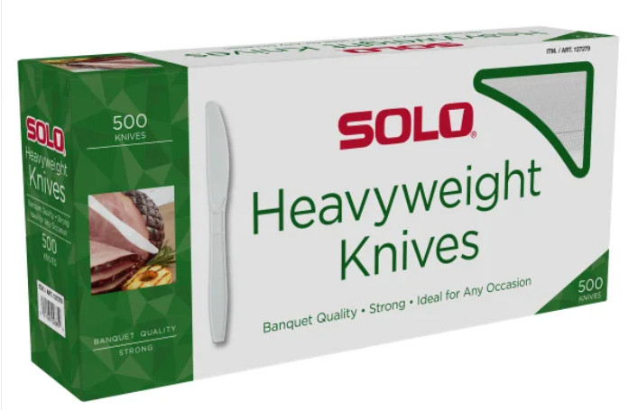 Solo Heavyweight Plastic Knife, White, 500-count