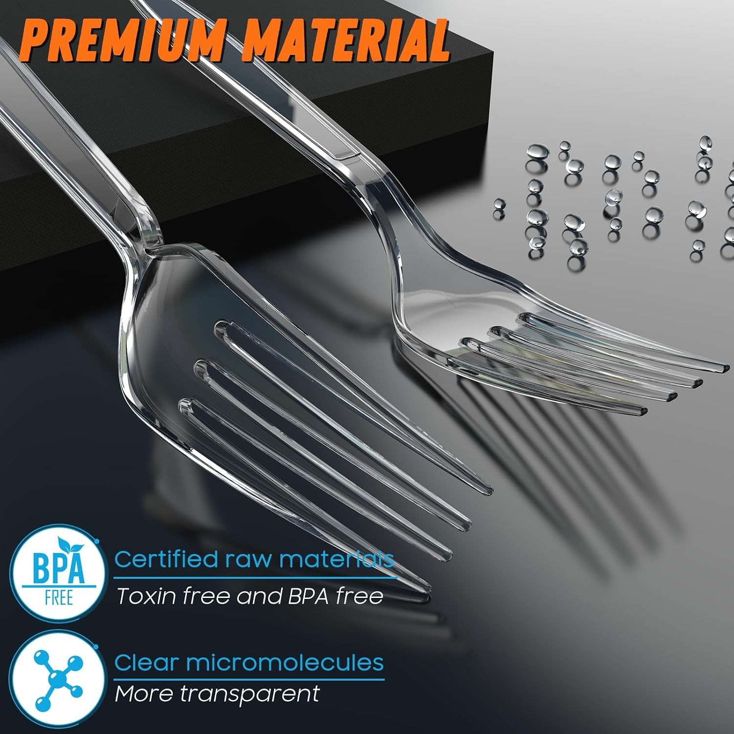 360pc 7.1″ Clear Plastic Forks Heavy Duty with Heat Resistant & BPA Free, Solid