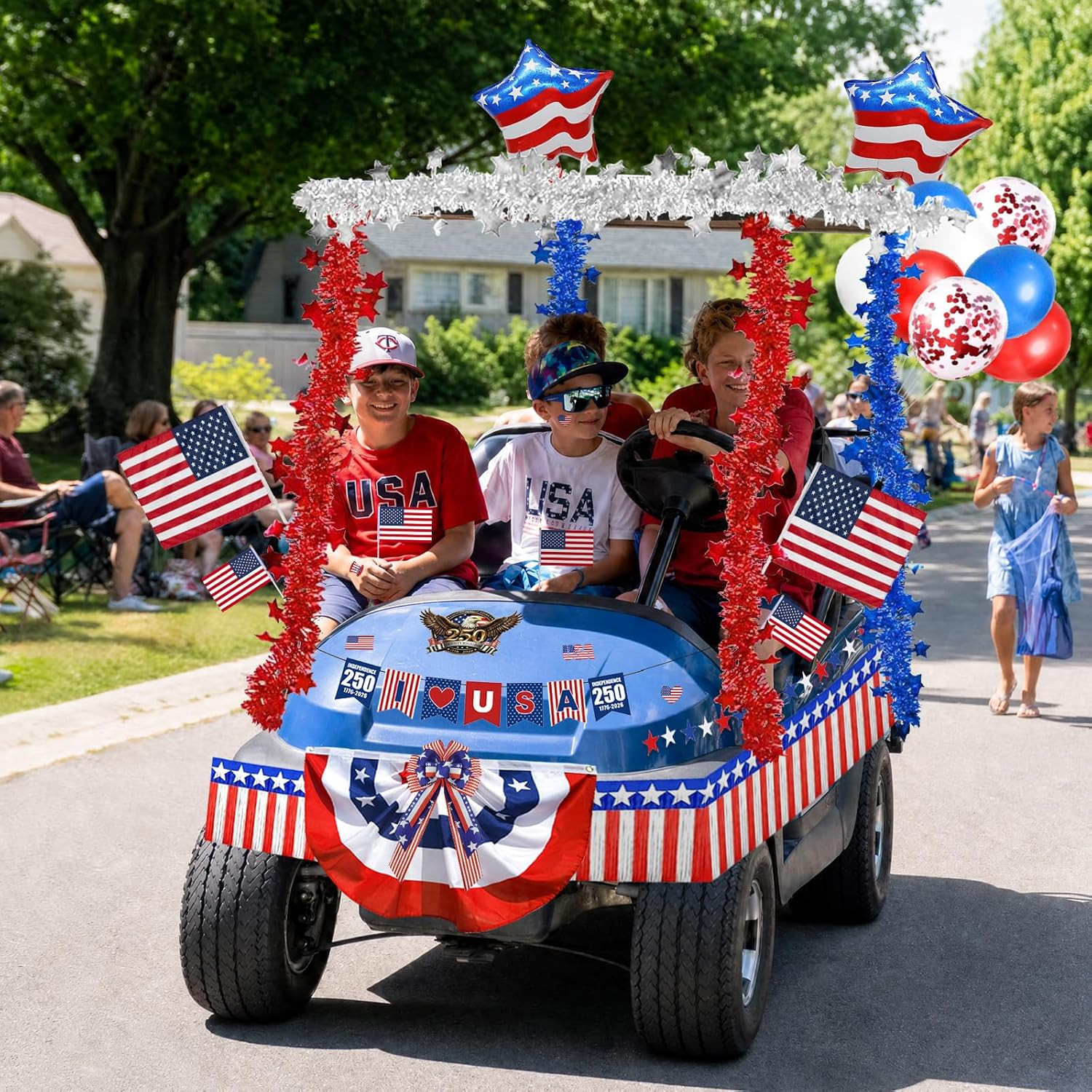 4Th of July Car Parade Decorations Patriotic Golf Cart Decor,250Th Anniversary D