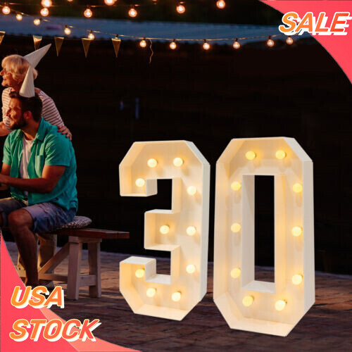 30th Birthday Decorations 3FT Marquee Light up Numbers 30 Birthday Number Lights