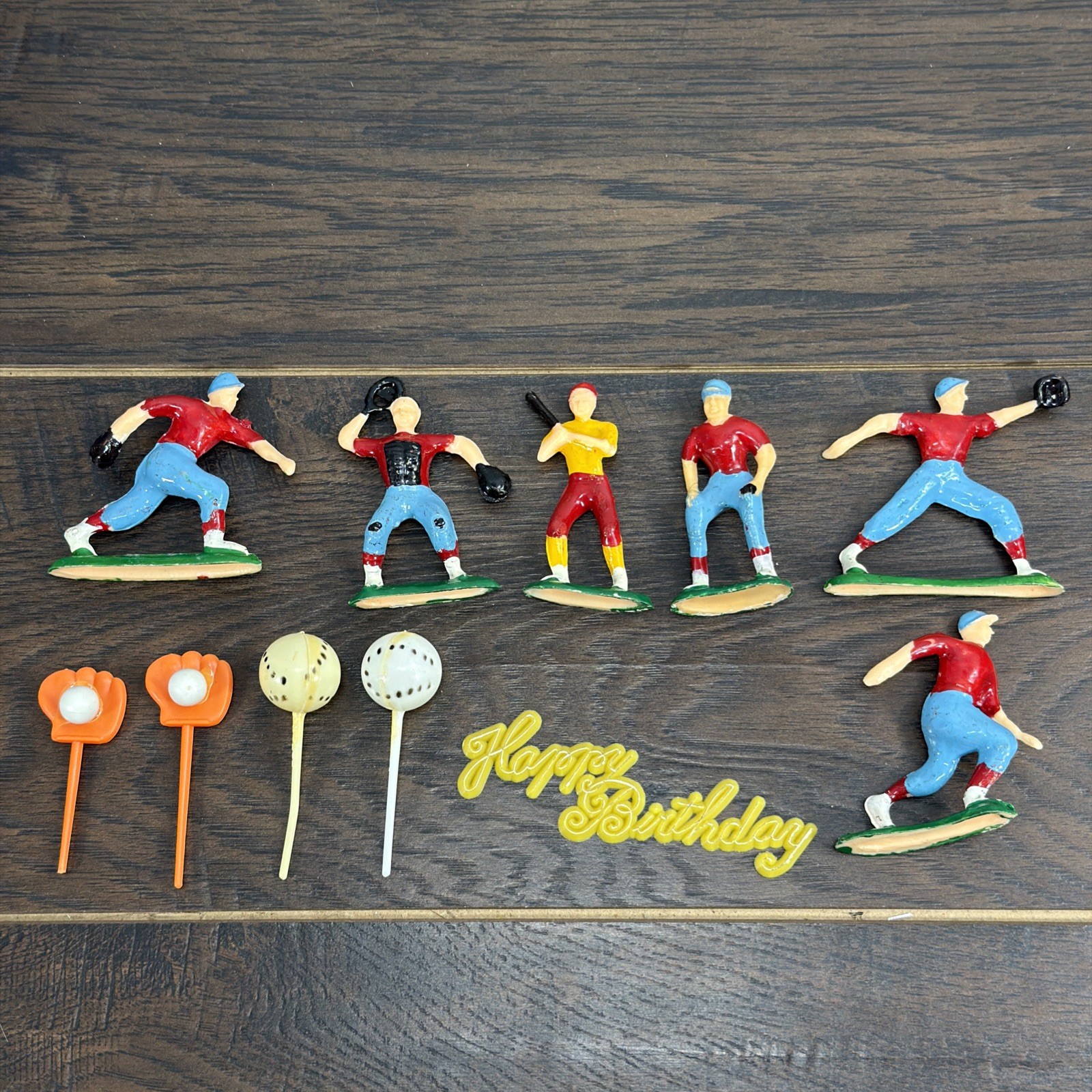 Vintage Lot of 11 Hard Plastic Baseball Cake Toppers Decoration Figures Toy 70’s