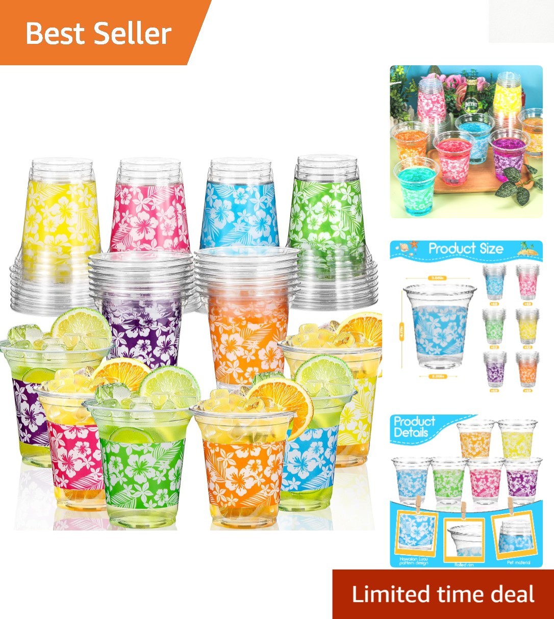 72-Pack 14oz Hawaiian-Themed Disposable Party Cups – Perfect for Any Occasion