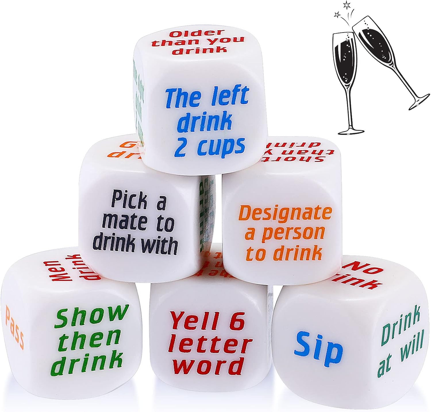 6 Pcs Drinking Dice Bar Rolling Decider Bachelorette Party Game Drunk Frenzy for