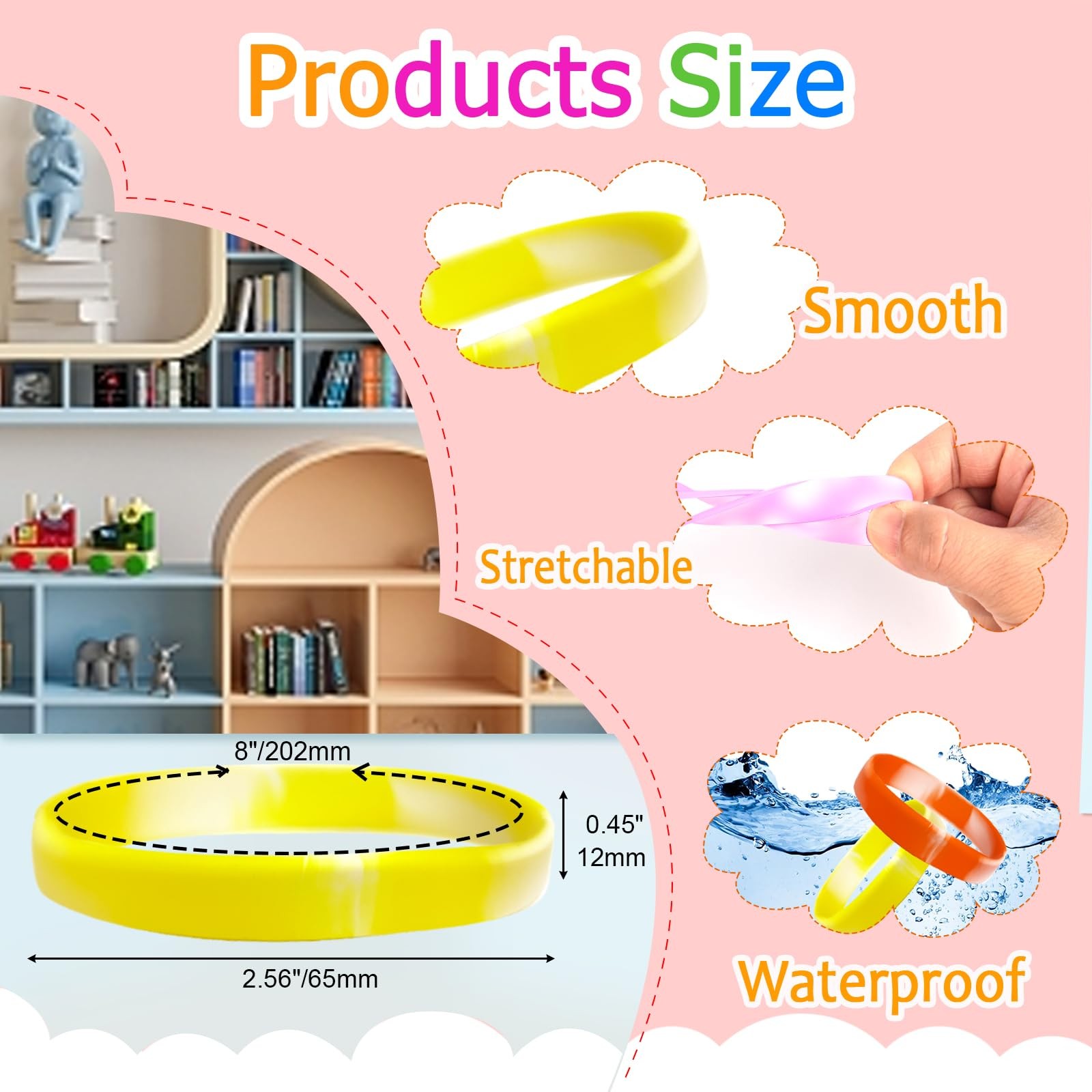 BOUBONI 24 Pcs Gradient Color Silicone Bracelets 7.87 inches,