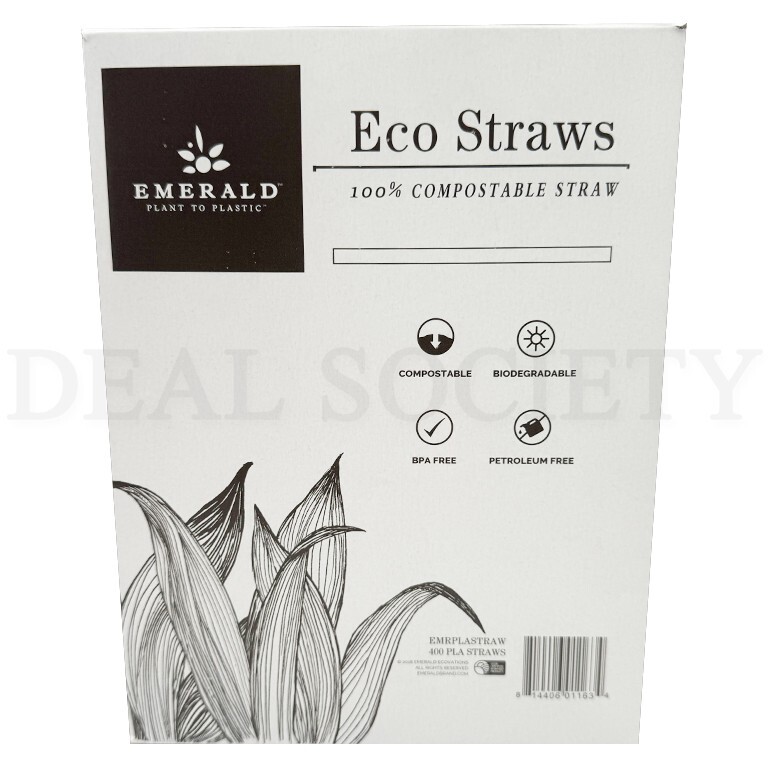 Emerald 100% Compostable Eco Straws 400 Count Each Lot of 4