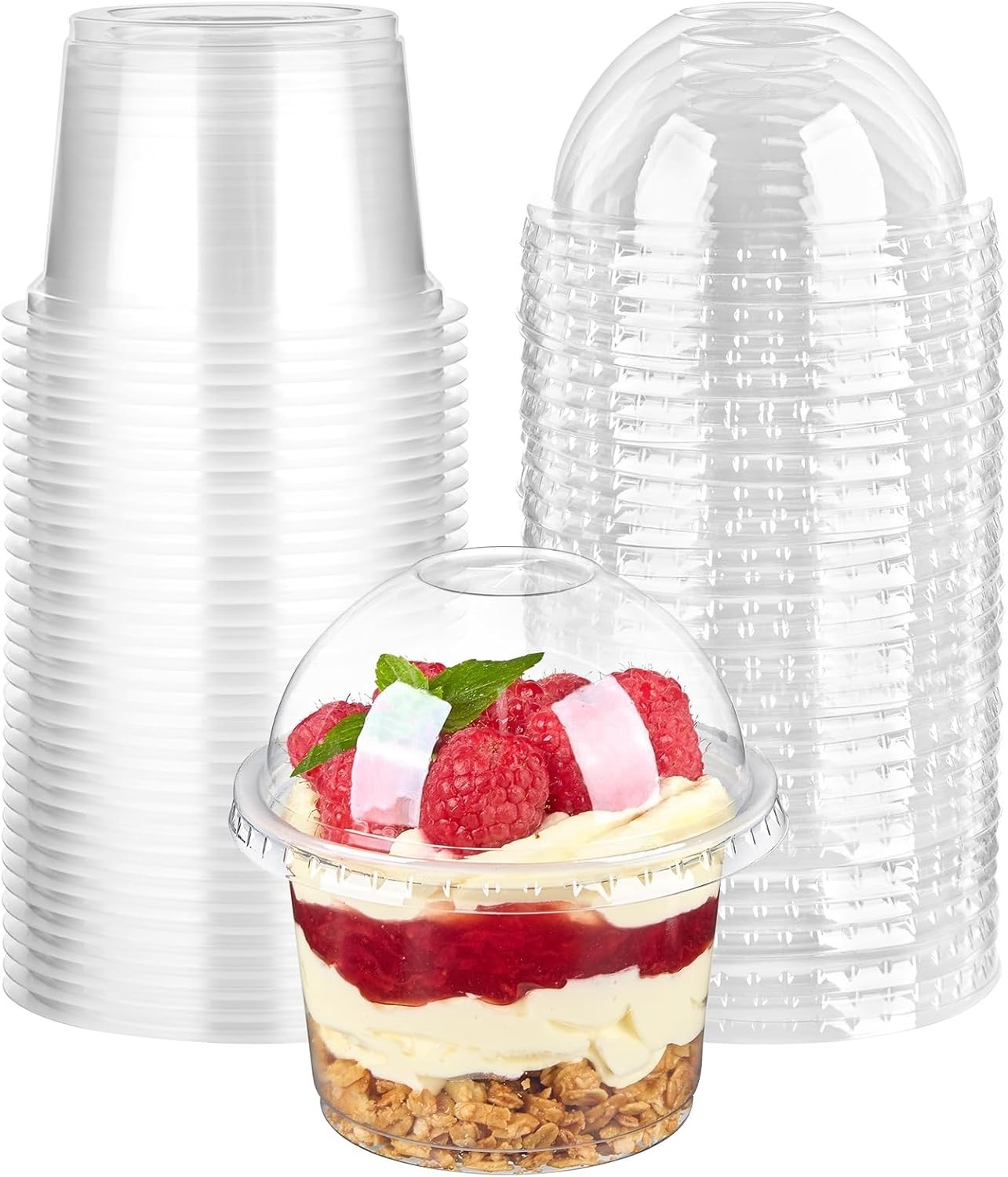 Disposable 8 oz Clear Dessert Cups with Dome Lids – Ideal for Every Celebration