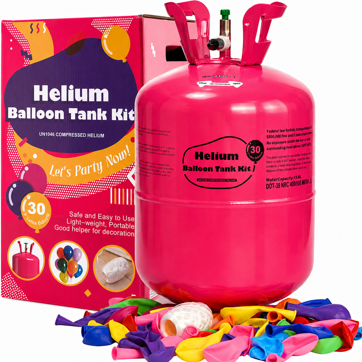 Helium Tank Balloon Kit up to 30 Balloons (Included)- 7L