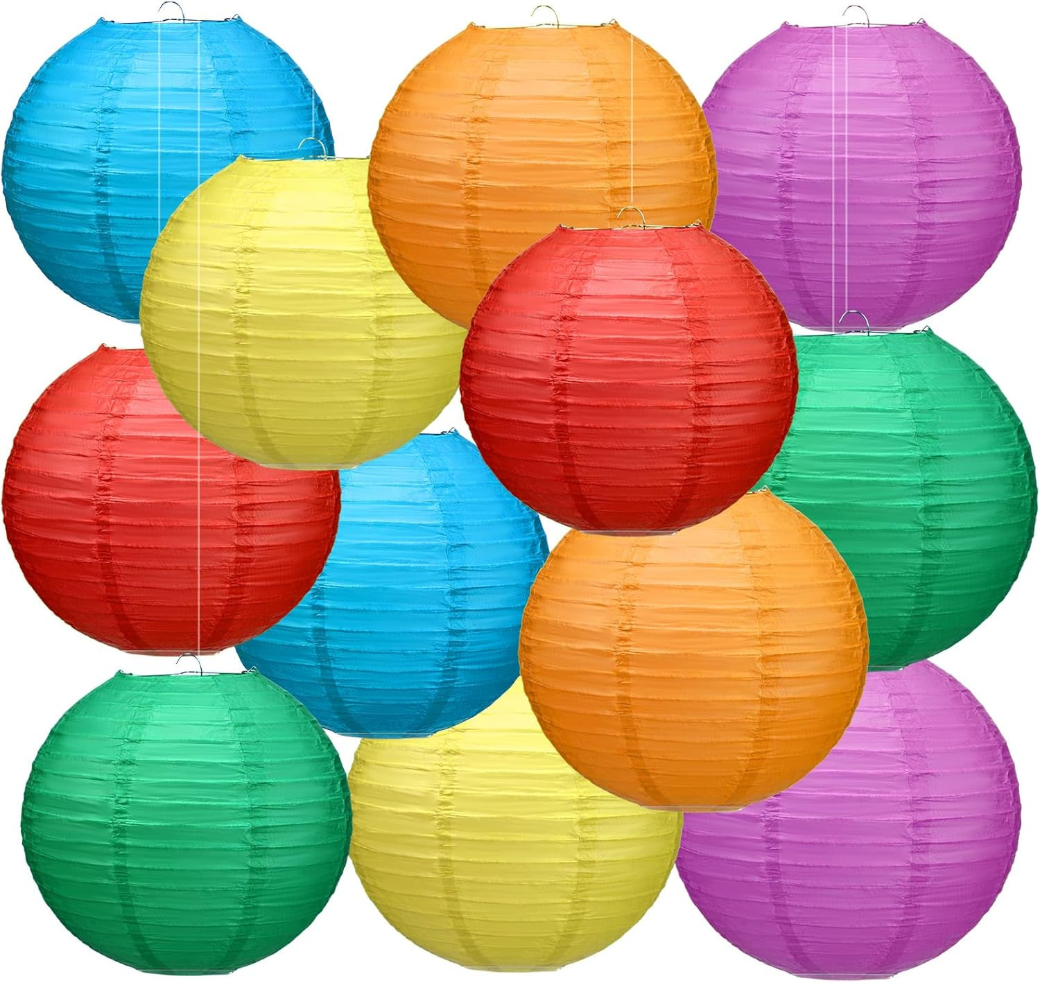 12 Pcs 10 Inch Hanging Paper Lanterns Party Decorations Colorful Rainbow Classro