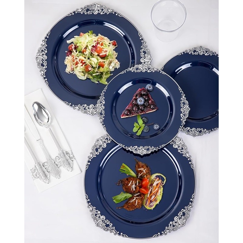Elegant Disposable Plastic Plates Parties Weddings Holidays Picnic Supplies New