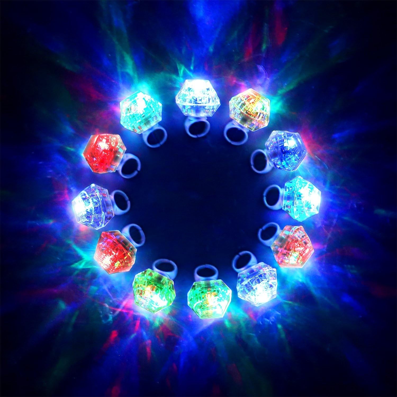 Light Up Rings Bachelorette Party Favors 13pcs Flashing LED Diamond Bling