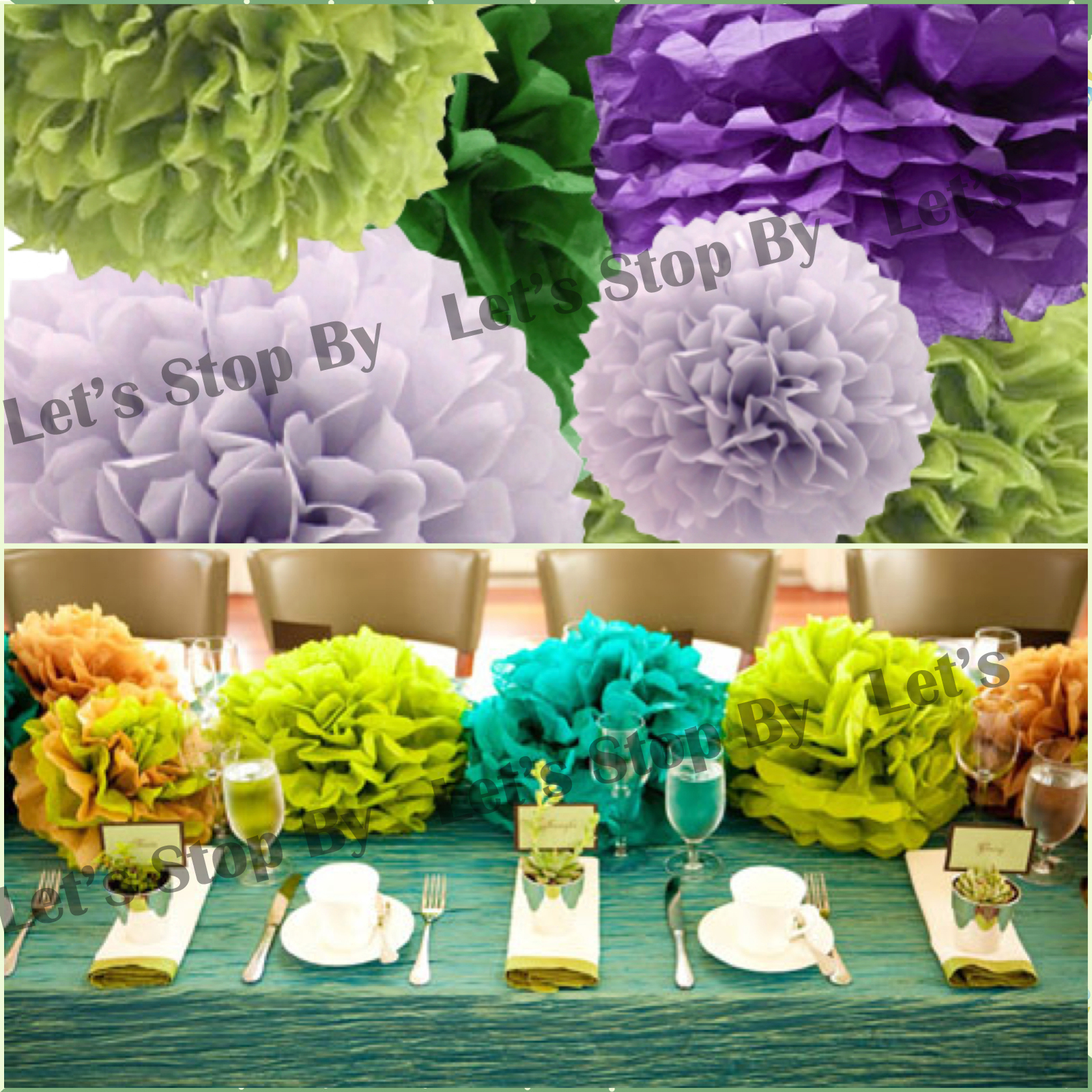 4″ 8″ 12″ Tissue Paper Pom Poms Ball Lanterns Wedding Birthday Photo Shoot Craft