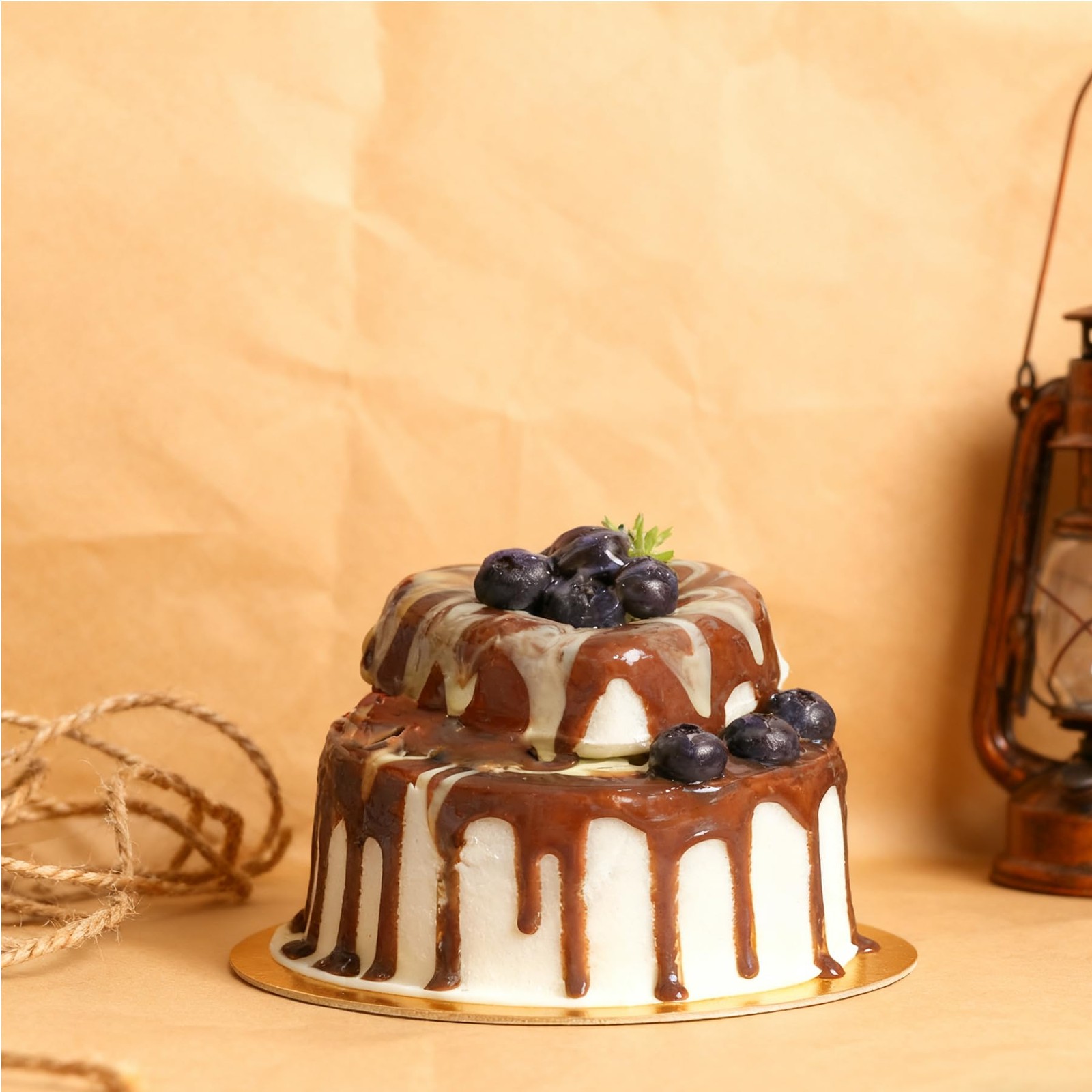 Fake Cake Dessert Artificial Cream Chocolate Jam Blueberry Food Model Prop