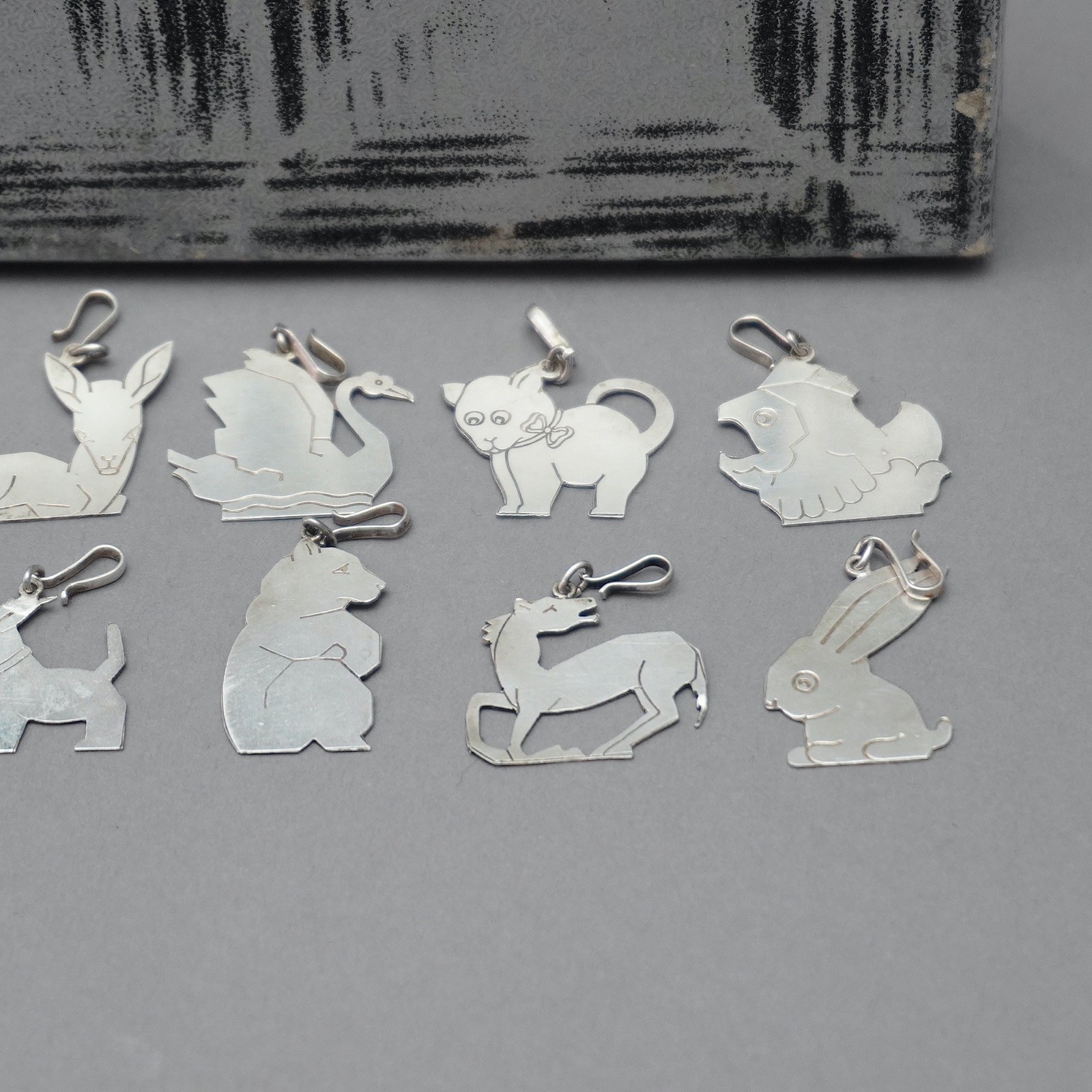 12x Art Deco Glass Markers Party Glass Pendant Animals Made of Metal 1.149Z