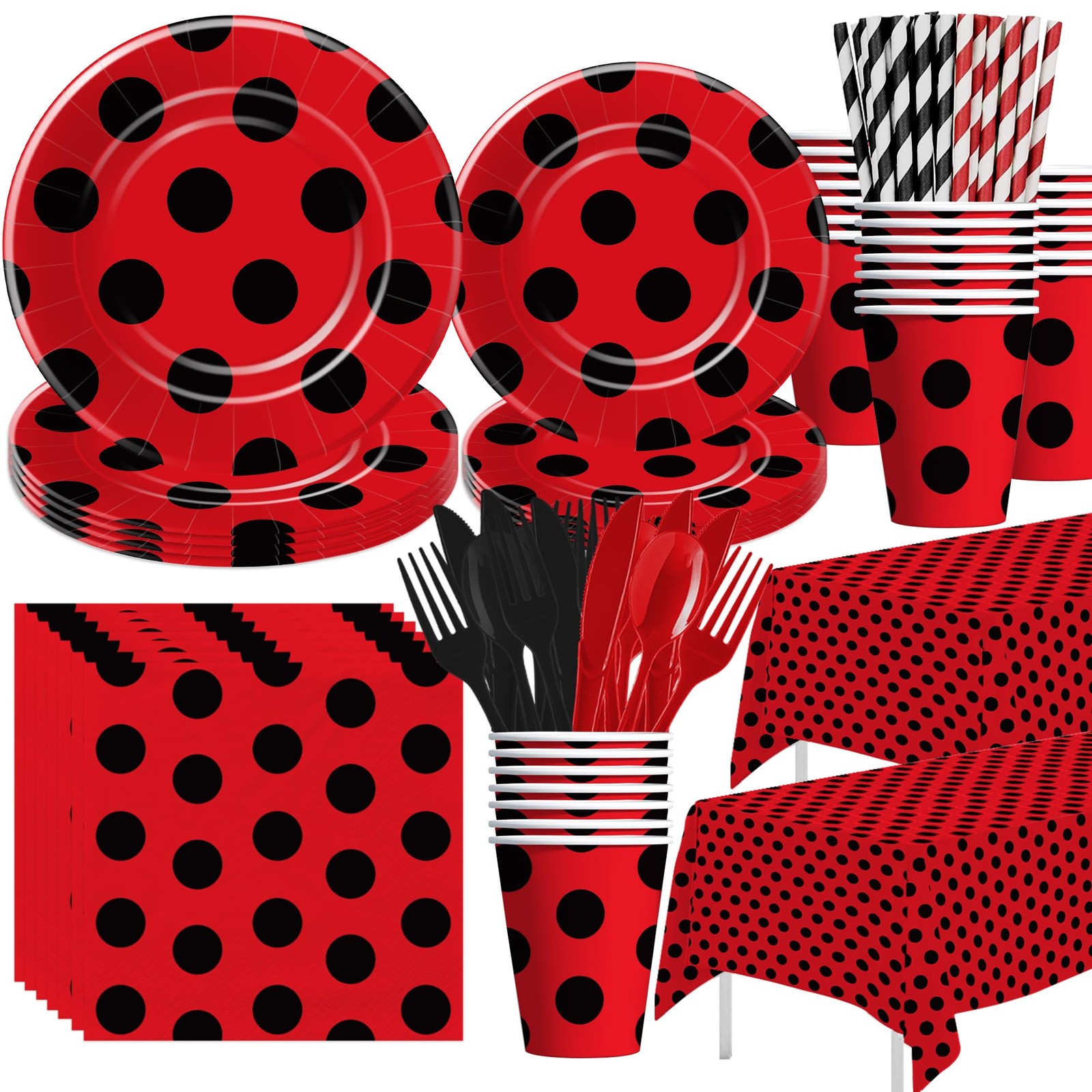 Ladybug Birthday Party Decorations Tableware – Ladybug Party Supplies, Plate,…