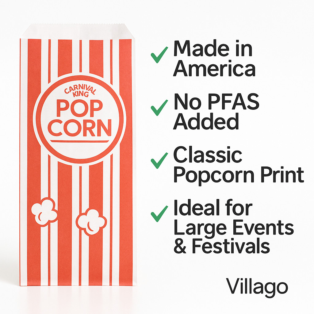 1.1 oz Popcorn Bags Red & White Striped Leak Proof Popcorn3 3/4″ x1 3/4″ x9 1/2″