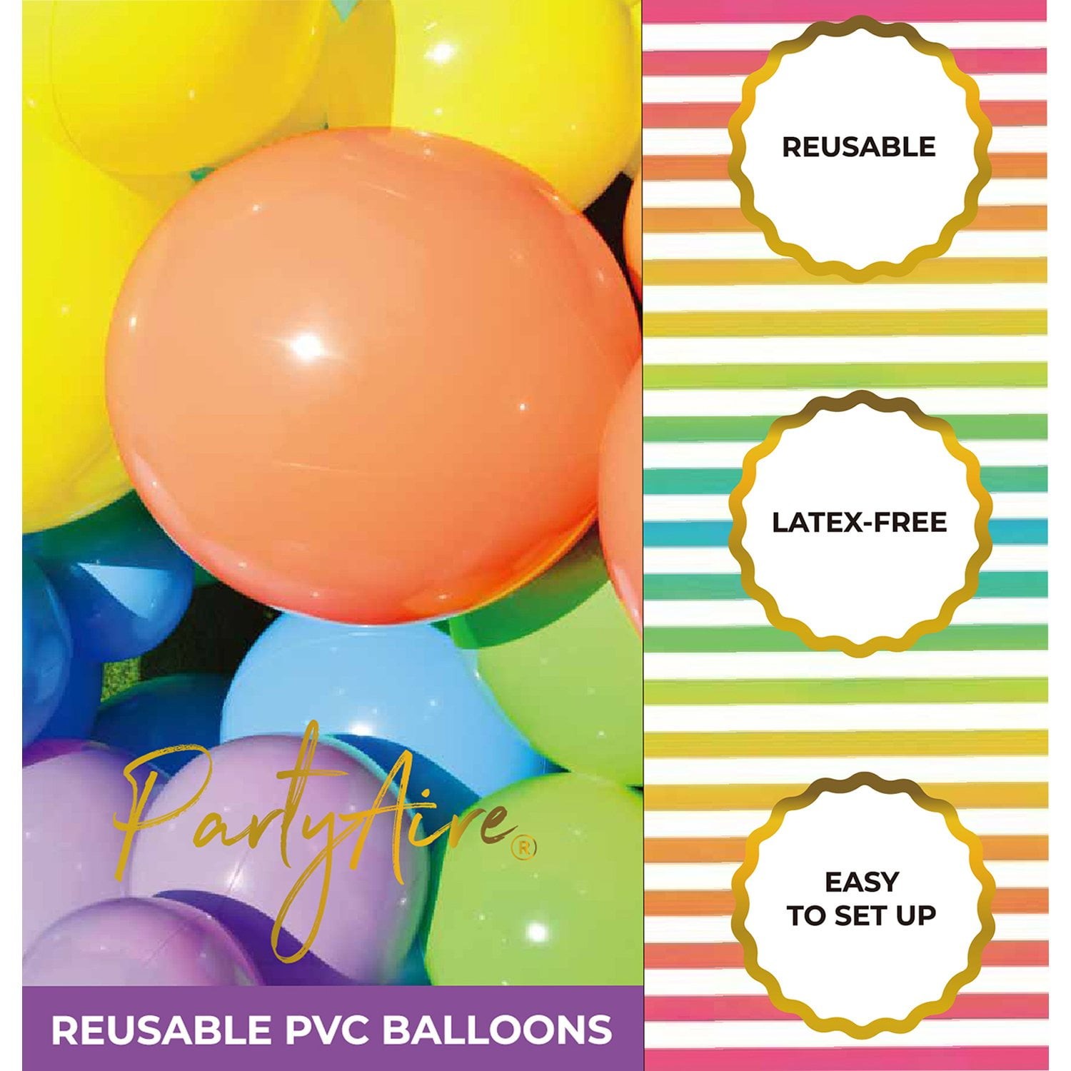 PartyAire 18′ Reusable PVC Balloon Arch, 28 pc_Rainbow SAMEDAYSHIP!!