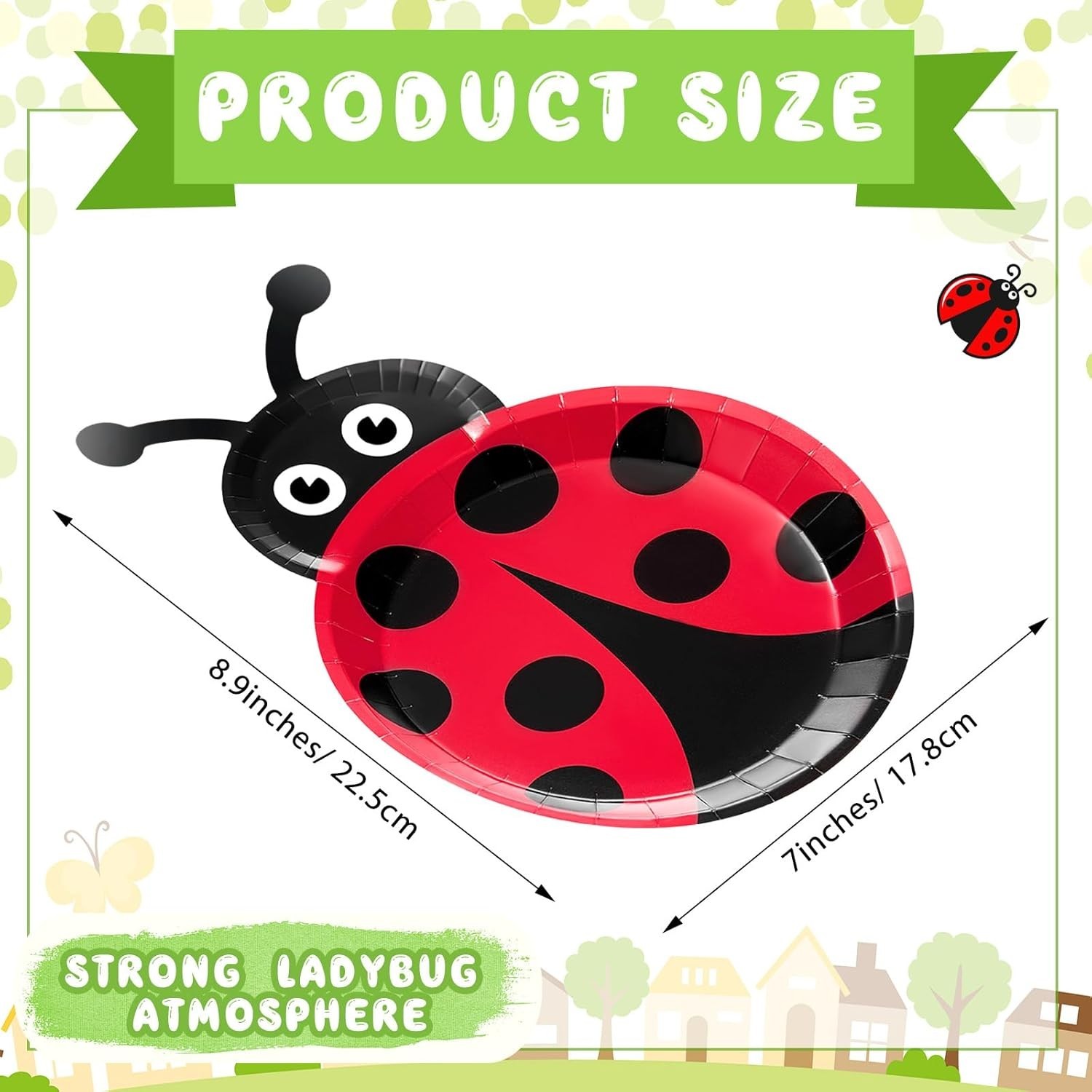 Charming Ladybug Paper Plates – 24 Pcs for Birthdays, Weddings & Baby Showers