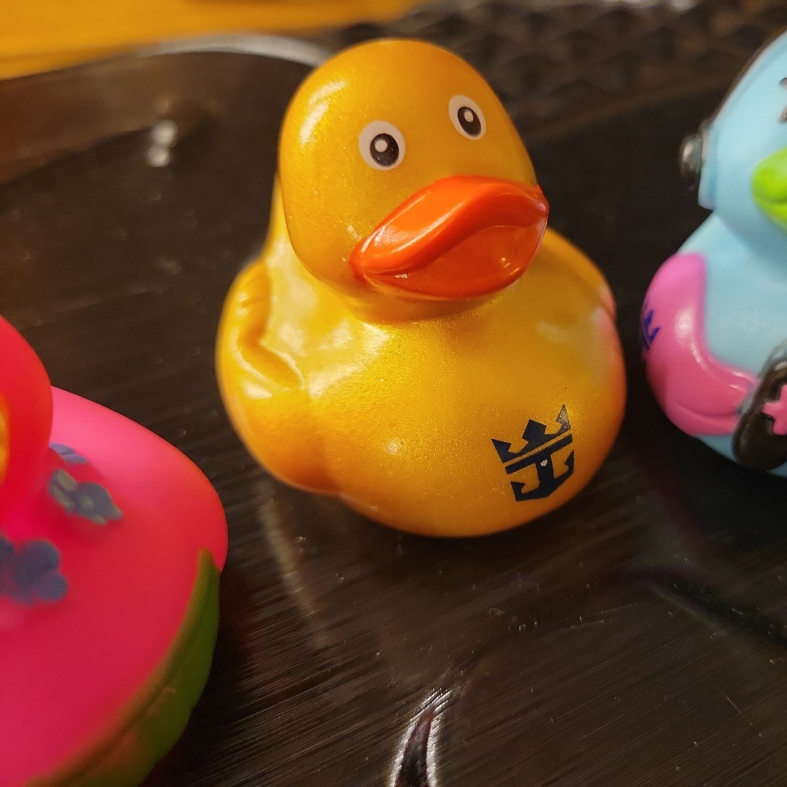 3 x Royal Caribbean yellow Rubber Ducks multi color Cruise 4 inch